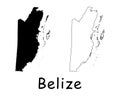 Belize Country Map. Black silhouette and outline isolated on white background. EPS Vector