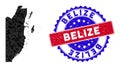 Belize Map Triangle Mesh and Scratched Bicolor Watermark