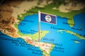 Belize marked with a flag on the map Royalty Free Stock Photo