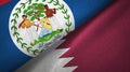 Belize and Qatar two flags textile cloth, fabric texture