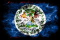 Belize smoke flag on a black background