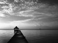 Belize Sunrise in Black and White Royalty Free Stock Photo