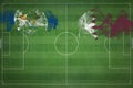 Belize vs Qatar Soccer Match, national colors, national flags, soccer field, football game, Copy space