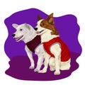 Vector illustration of astronaut dogs Belka and Strelka