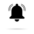 Bell alert icon isolated on white background, black alarm vector illustration symbol, ring web signal Royalty Free Stock Photo