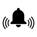 Bell alert icon isolated on white background, black alarm vector illustration symbol, ring web signal Royalty Free Stock Photo