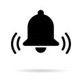 Bell alert icon isolated on white background, black alarm vector illustration symbol, ring web signal Royalty Free Stock Photo