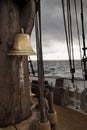 Bell in ancient ship deck