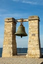 Bell on the beach in the ancient city of Tauric Chersonesos. Royalty Free Stock Photo