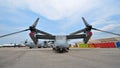 Bell Boeing MV-22 Osprey tilt rotor aircraft on display at Singapore Airshow