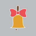 Bell with bow. The vector drawing for the day of knowledge. Royalty Free Stock Photo