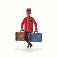 Bell boy carrying suitcases service concept african american bellman holding luggage male hotel worker in uniform full Royalty Free Stock Photo