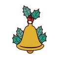 Bell christmas with ornament leaves Royalty Free Stock Photo