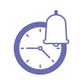 Bell and clock line and fill style icon vector design