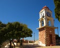 Bell clock tower with blue sky background in Skiathos Island, Greece
