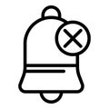 Bell with a cross icon, outline style Royalty Free Stock Photo