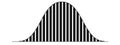 Bell curve example with columns. Gaussian or normal distribution graph. Probability theory concept. Template for