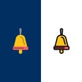 Bell, Education, School  Icons. Flat and Line Filled Icon Set Vector Blue Background Royalty Free Stock Photo