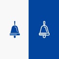 Bell, Education, School Line and Glyph Solid icon Blue banner Line and Glyph Solid icon Blue banner Royalty Free Stock Photo