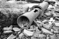 Bell Ended Iron Pipe - Black And White Royalty Free Stock Photo