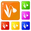 Bell flower icons set vector color Royalty Free Stock Photo