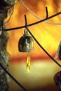 Bell-Golden bell and the pho leaf at in Buddha temple