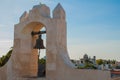 The bell on the guard tower in San Francisco de Campeche, Mexico. View from the fortress walls Royalty Free Stock Photo