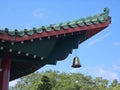 A bell hanging over a Chinese temple Background. Royalty Free Stock Photo