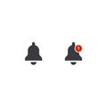 Bell icon. Vector icon. Bell shape symbol. Notification sign. Alarm signal button. Jingle bell