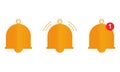 Bell icons. Message notification bell icon on white background.