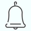 Bell line icon. School handbell vector illustration isolated on white. Message chat notifications outline style design