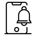 Bell message alert icon, outline style Royalty Free Stock Photo