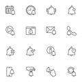 Bell notification line icons set