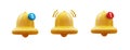 Bell notifications. Realistic vector set bells icon with new message web chat. Realistic 3d object Royalty Free Stock Photo
