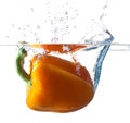 Bell Pepper Dropping Into Water Royalty Free Stock Photo
