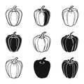 Bell Pepper Icons Set Silhouette, Capsicum SVG Vector Illustration Royalty Free Stock Photo
