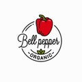 Bell pepper logo. Round linear of red pepper