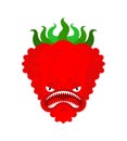 Bell pepper monster GMO mutant. Angry Genetically modified Vegetable with teeth. Hungry Alien Food vector illustration Royalty Free Stock Photo