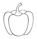 Bell pepper outline icon. Paprika vector illustration isolated on white. Coloring book page for children
