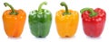 Bell pepper paprika collection side view in a row vegetables iso