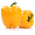 Bell pepper peppers paprika paprikas yellow isolated on white Royalty Free Stock Photo