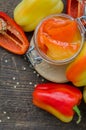 Bell pepper preserved in a glass jar Royalty Free Stock Photo