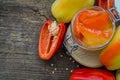 Bell pepper preserved in a glass jar Royalty Free Stock Photo