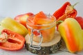 Bell pepper preserved in a glass jar Royalty Free Stock Photo