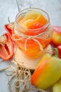 Bell pepper preserved in a glass jar Royalty Free Stock Photo