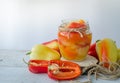 Bell pepper preserved in a glass jar Royalty Free Stock Photo