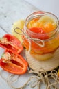 Bell pepper preserved in a glass jar Royalty Free Stock Photo