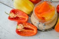 Bell pepper preserved in a glass jar Royalty Free Stock Photo