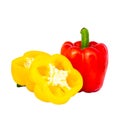 Bell pepper , Red and yellow peppers isolated with white background and clipping path Royalty Free Stock Photo