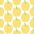 Bell pepper. Seamless pattern with spiral peppers